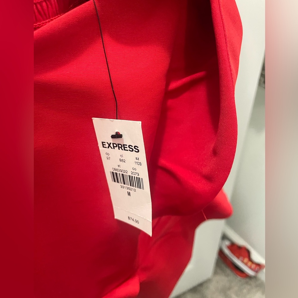 Express Red Ruffle Peplum Top - Picture 2 of 4